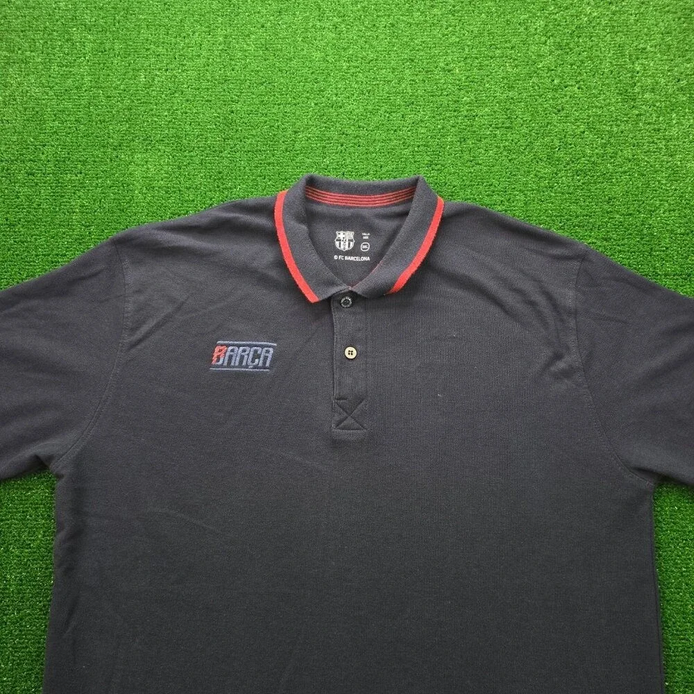 FC Barcelona Barca Polo‎ Mens 3XL/2XL Blue Senyera Stripe Sleeve Soccer Shirt